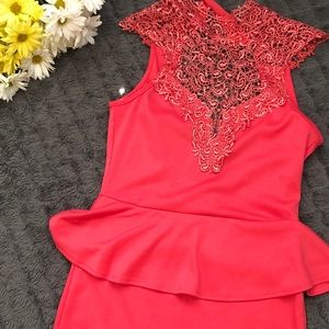 Pink, lace styled, dress